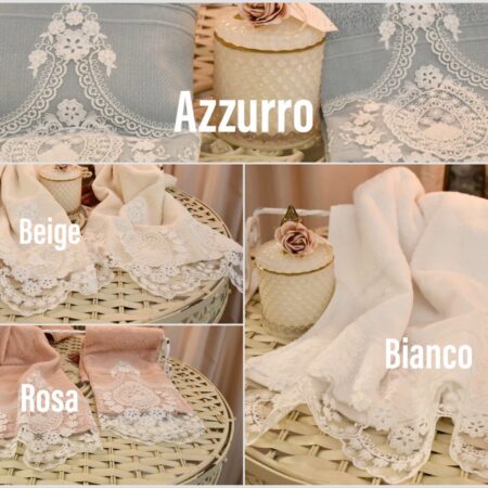 Set asciugamani in spugna e merletto pregiato “Madame”