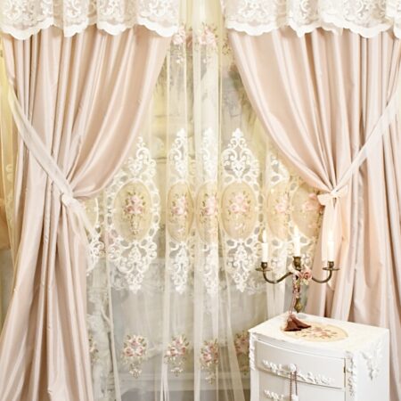 Completo tende “ROSE REGALI” con calate rosa