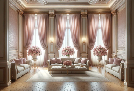 Tenda in georgette italiana Rosa lusso Italiano