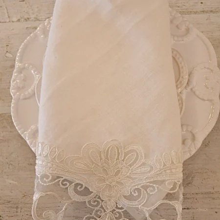 Tovagliolo Lino 100% e pizzo rebrodé italiano “Elisabeth”