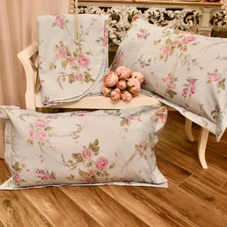 Completo Letto ShabbyChic azzurro Copriletto + 2 Federe