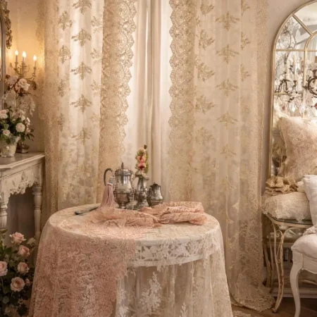 Copritavolo in Pizzo trasparente “Greta” – Tulle Ricamato Sartoriale Elegante