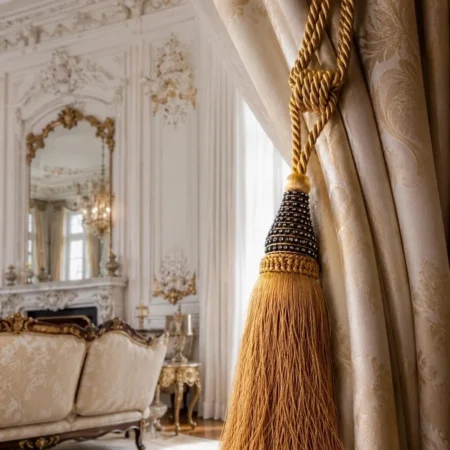 Ambrasse Oro e Nero con Strass Cristallo – Elegante Fermatenda con Nappa Lusso 70 cm